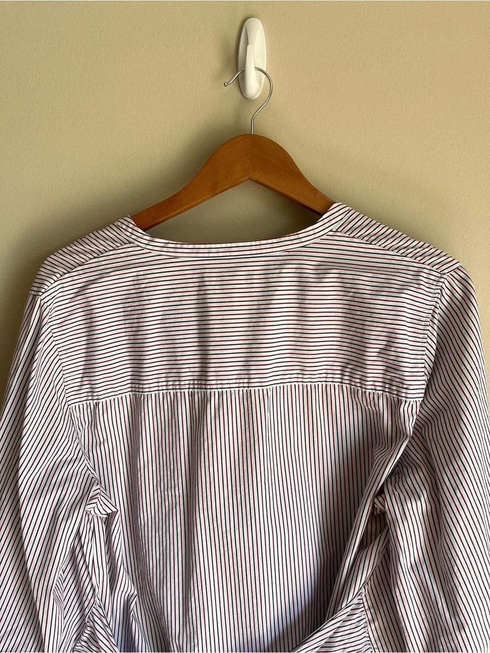J. Crew Women's Stripe Long Sleeve Blouse with Embroidery on Sleeve Size Large